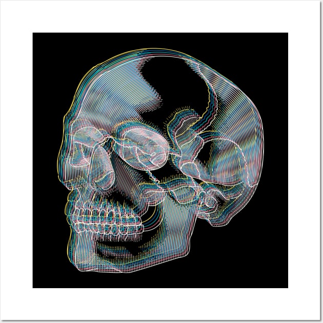 Skull Anaglyph (Red and Blue III) Wall Art by TJWDraws